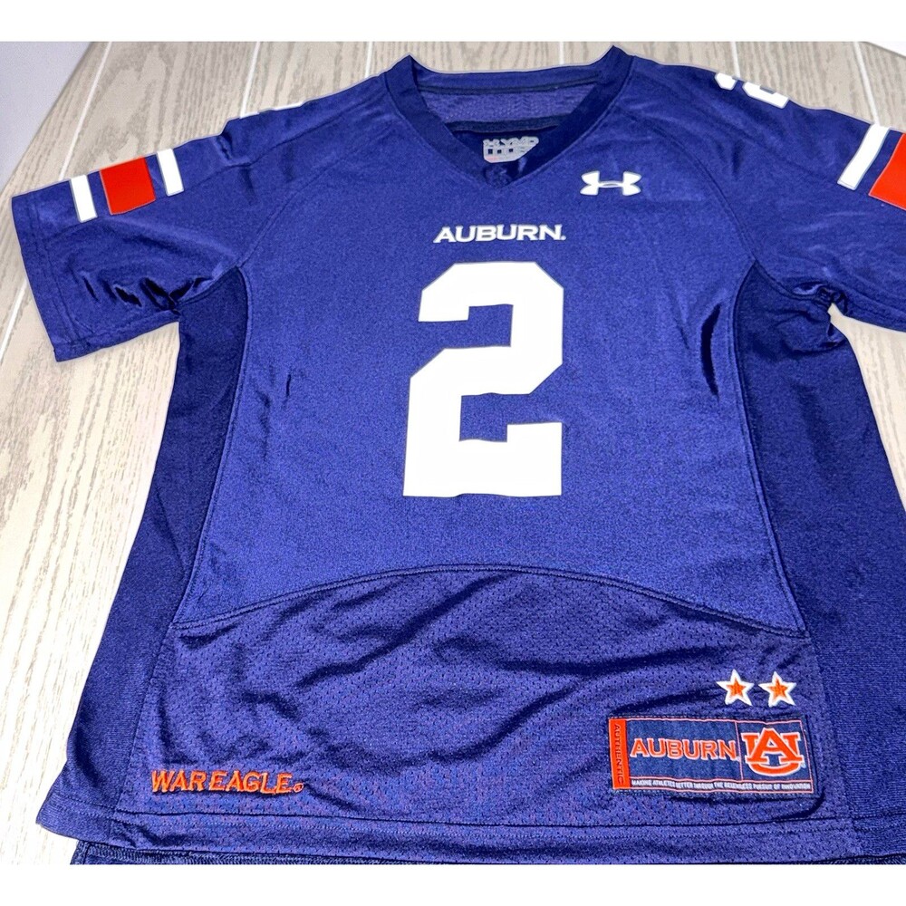 Under Armour Auburn Tigers #2 Youth Medium HeatGear Loose Football Jersey Blue